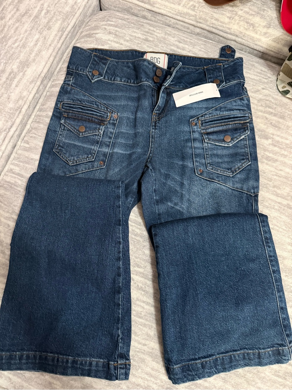 BDG Dark Blue Wide-Leg Utility Jeans